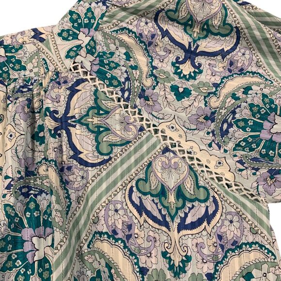 Lane Bryant Womens Swing Square Neck Peasant Blouse Blue Paisley Top 26/28 NWT - Picture 7 of 7